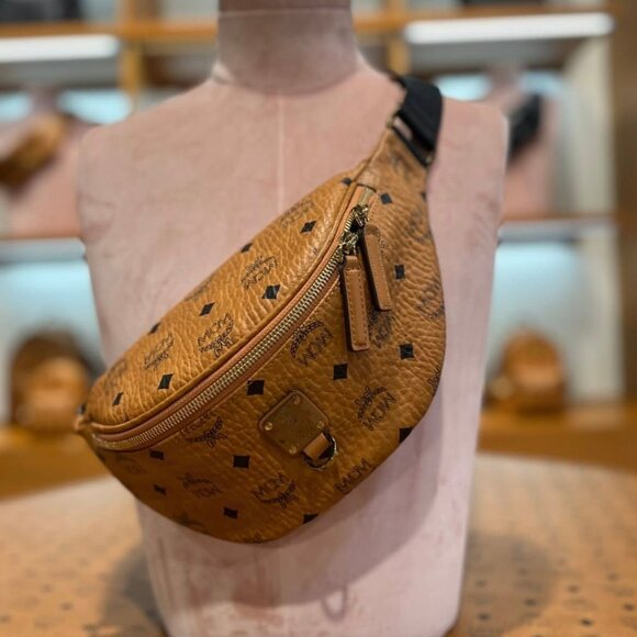 MCM Fursten Visetos Small Belt Bag In Cognac - Picture 1 of 10